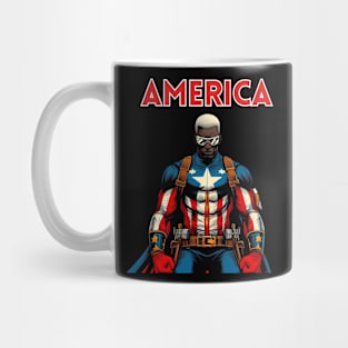 America Black Comic Book Superhero Patriotic July 4 Mug